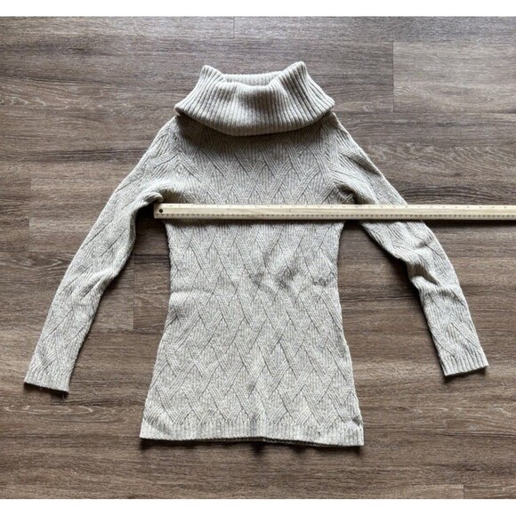 Fenn Wright Manson Sz S Sweater Cowl Turtle Neck Lambs Wool Beige Cable Knit - Picture 1 of 4